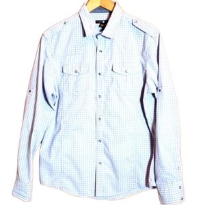 TWICE M GREY CHECK LONG SLEEVE SNAP UP